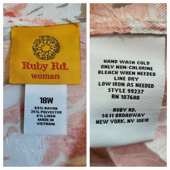 RUBY RD. Pink and Tan Floral Print Button Up Shirt Jacket - Size 18W or 1X - Picture 3 of 5